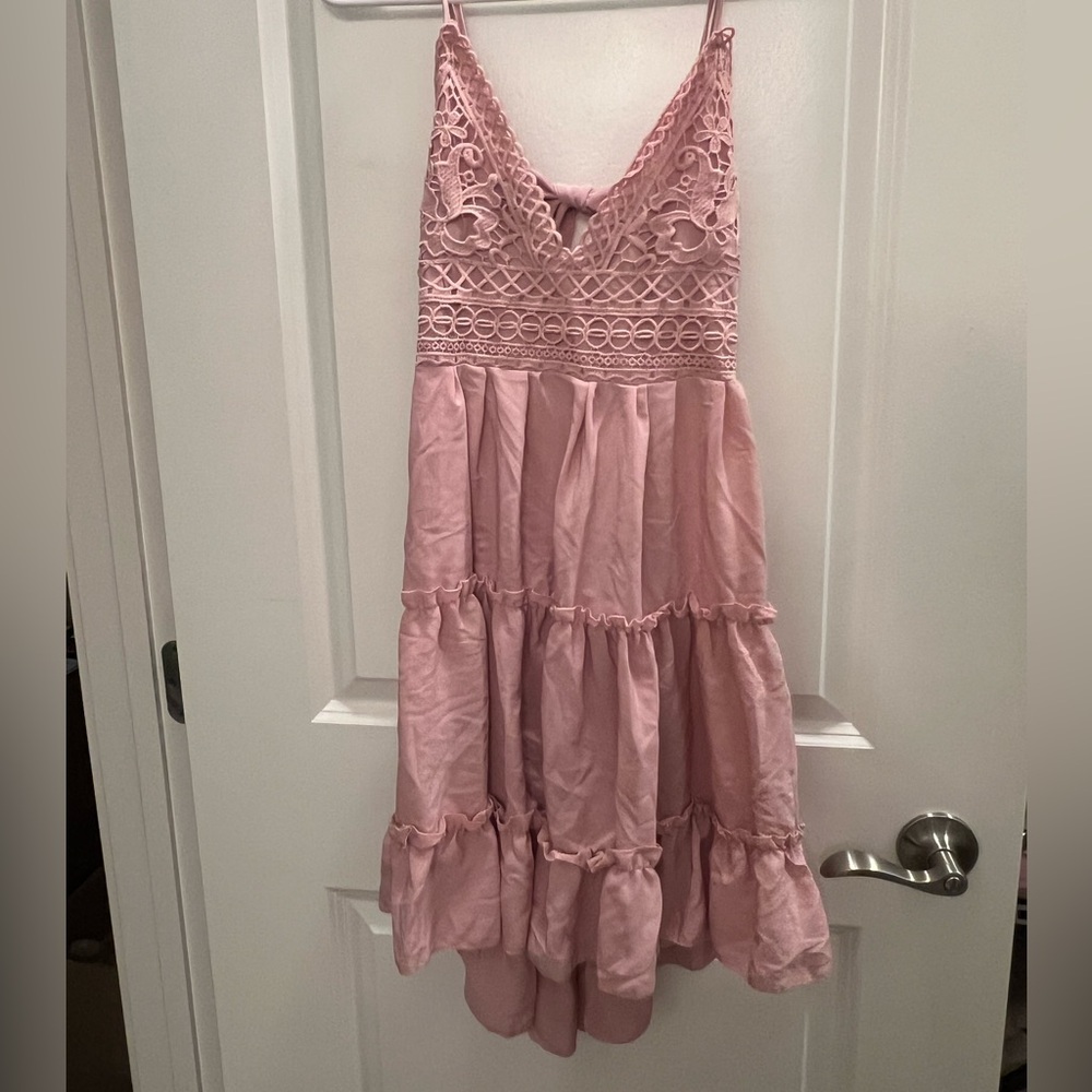 Pink Lace backless Dress